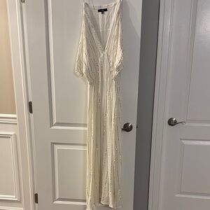 Lulu's Cream and Gold Maxi Dress